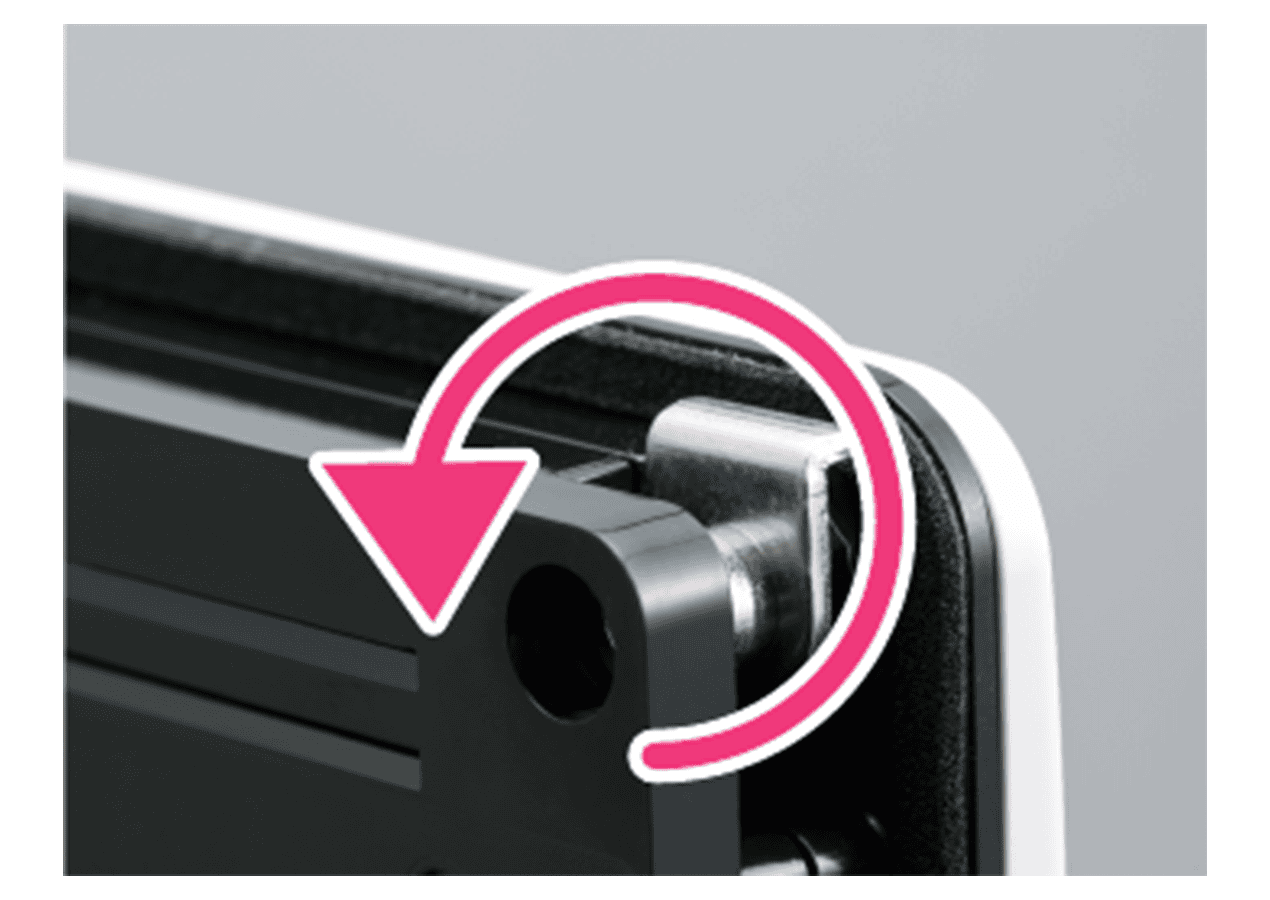 Locking mechanism operated by tightening the mounting screws